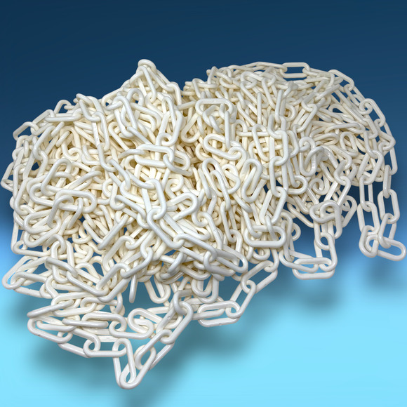 NEW US Weight 100' White Plastic Chain Safety Barrier 2" Links UV Resistant 2351 - Picture 1 of 10